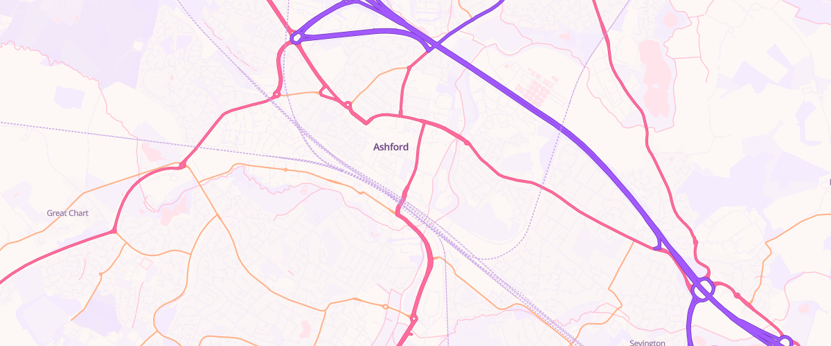Map showing the location of Eg Ashford Pfs