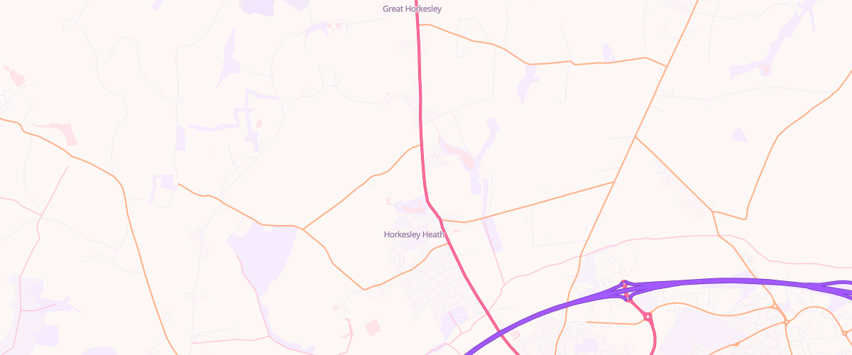 Map showing the location of Great Horkesley Garage