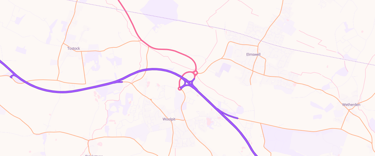 Map showing the location of Eg Elmswell Pfs