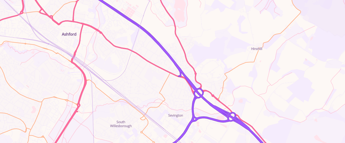 Map showing the location of Willesborough Service Station
