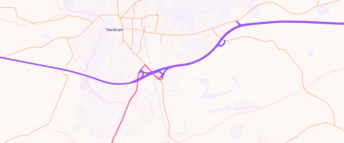 Map showing the location of Dereham Extra Petrol Filling