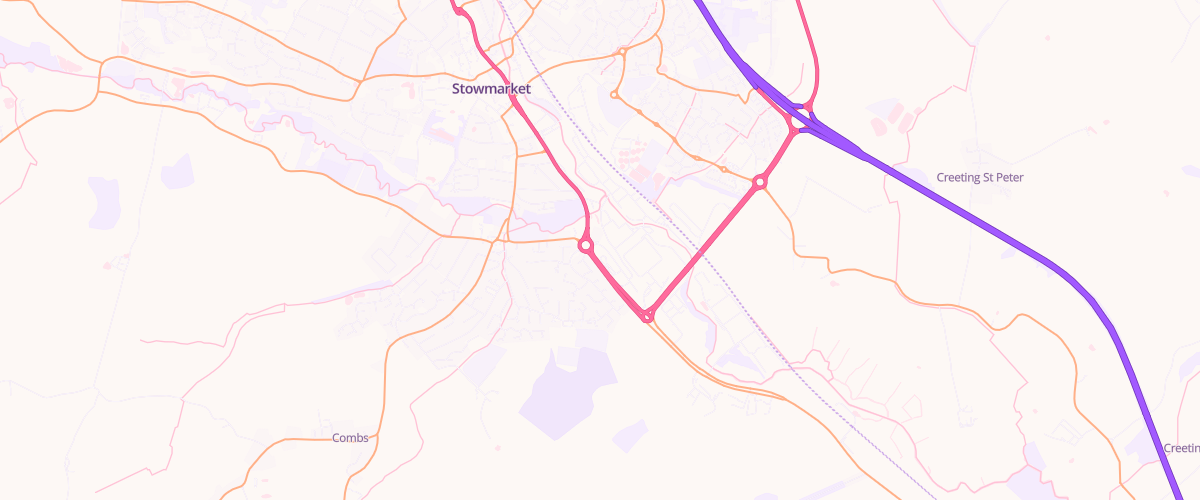 Map showing the location of Eg Stowmarket Pfs