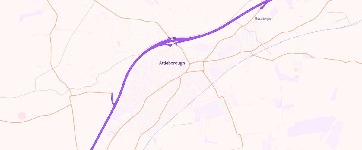 Map showing the location of Sainsburys Attleborough