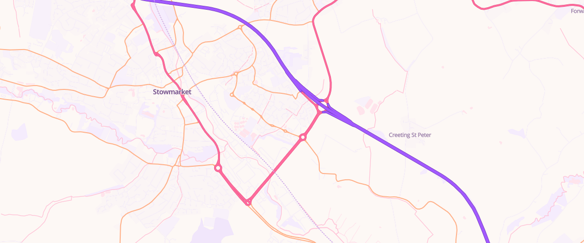 Map showing the location of Stowmarket Superstore Petrol Filling