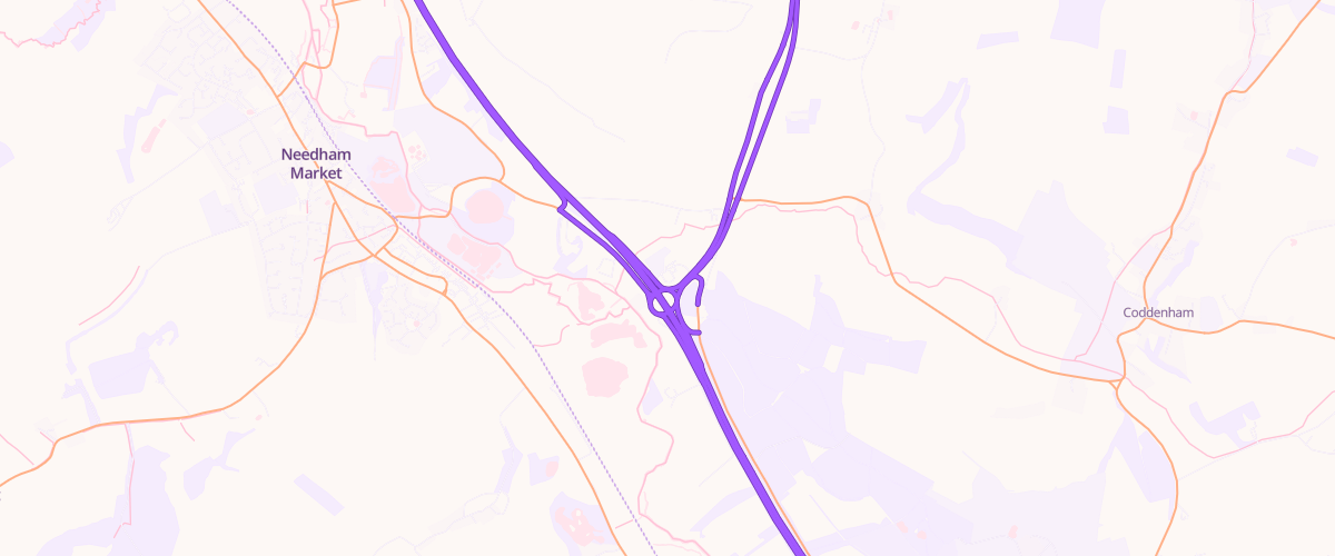 Map showing the location of Shell Co-Op Needham Market