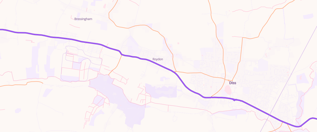 Map showing the location of Roydon Service Station