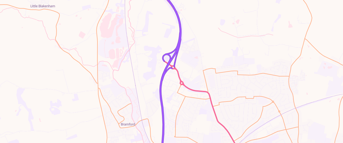 Map showing the location of Asda Ipswich Superstore