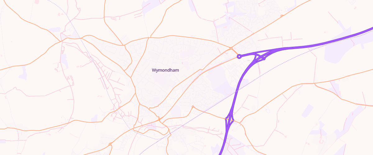 Map showing the location of Shell Waitrose Wymondham