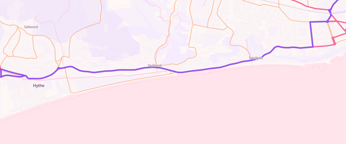 Map showing the location of Hythe Service Station