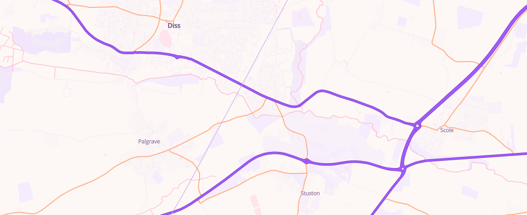 Map showing Willow Tree Cars Ltd, Diss