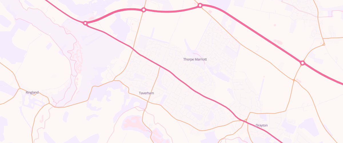 Map showing the location of Taverham Service Station