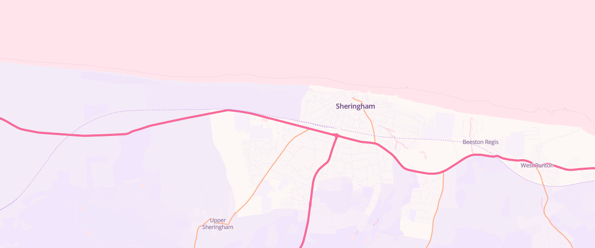 Map showing the location of Shell Sheringham Service Station