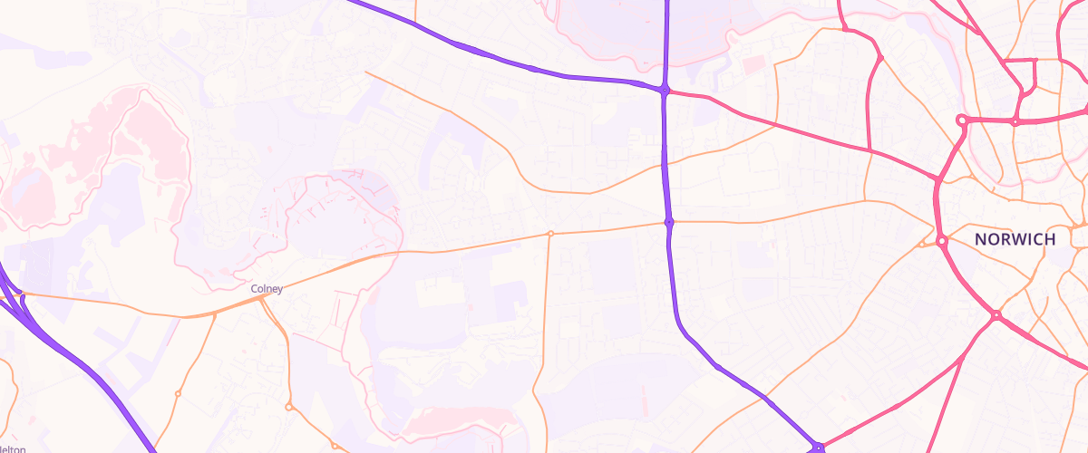 Map showing the location of Earlham Rd Express