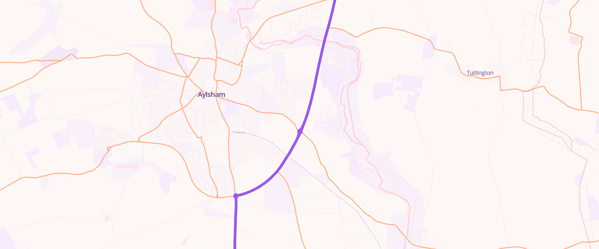 Map showing the location of Aylsham Sf Connect