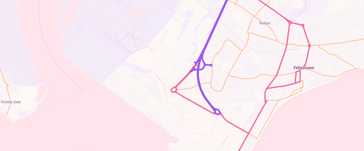 Map showing the location of Shell Felixstowe