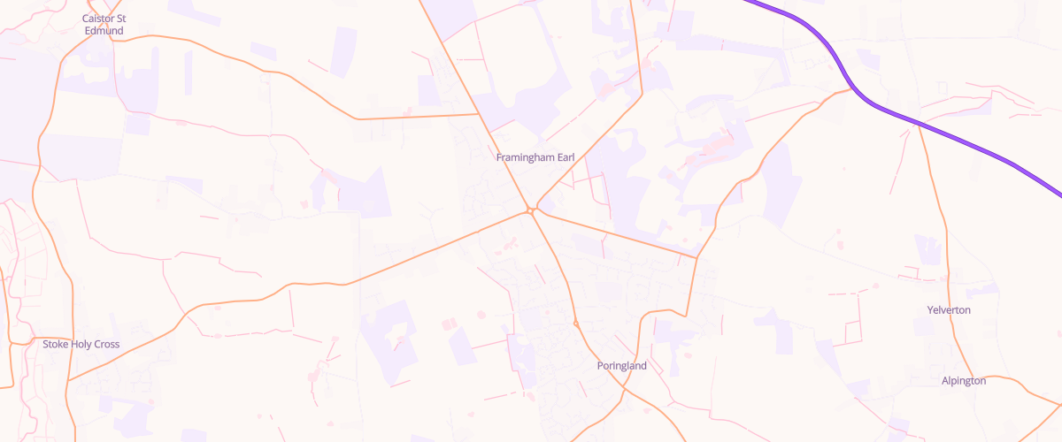 Map showing the location of Poringland Service Station