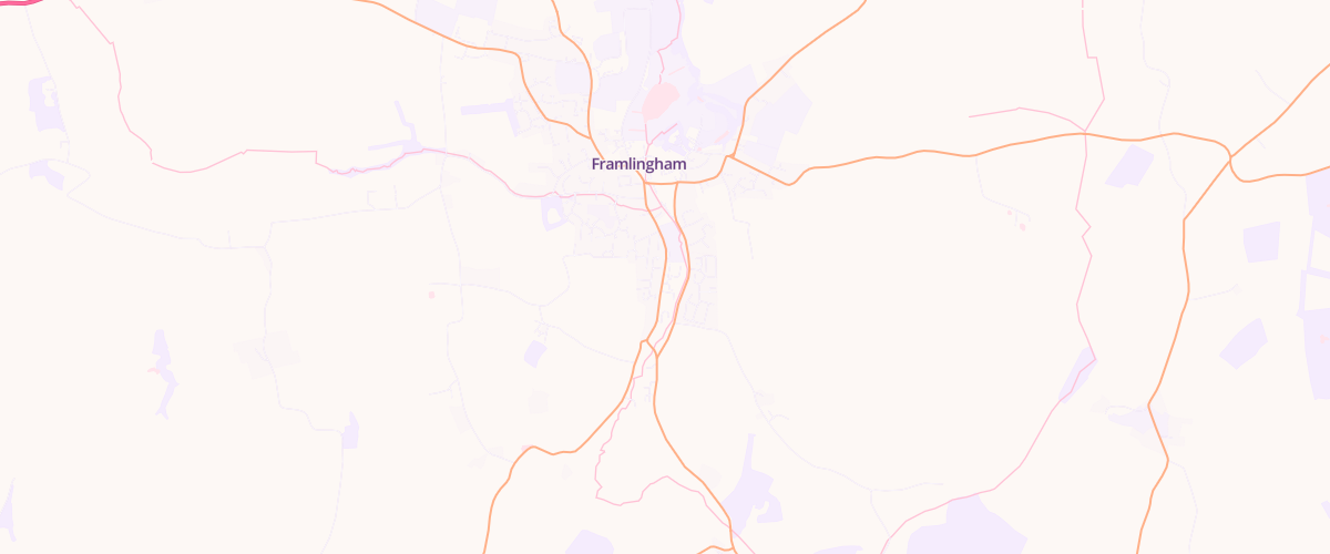 Map showing the location of Framlingham Co-Op Forecourt