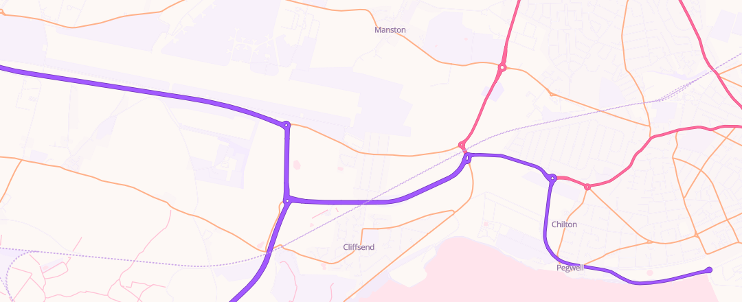 Map showing Manna Hutte Service Station, Ramsgate