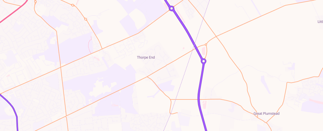 Map showing Thorpe End Garage, Norwich