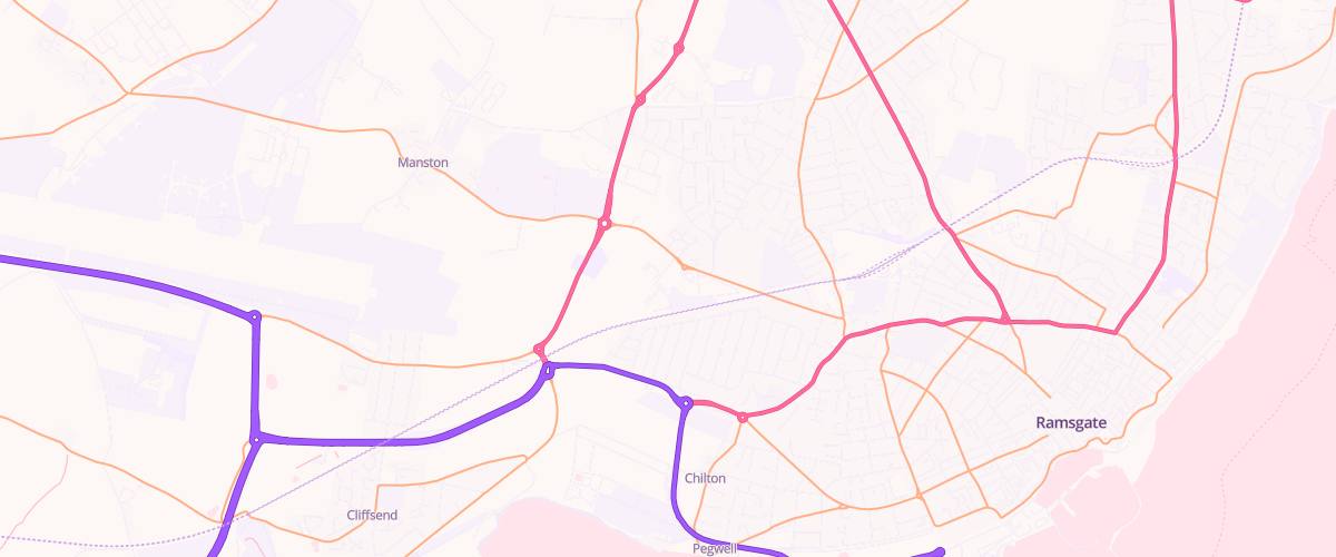 Map showing the location of Ramsgate Manston Superstore Petrol