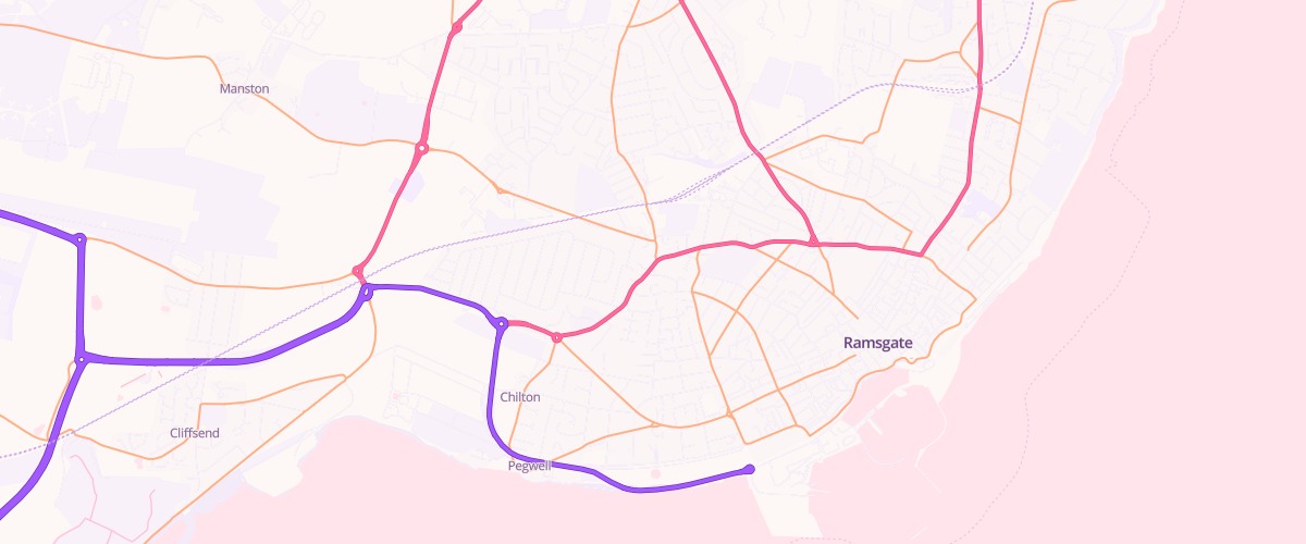 Map showing the location of St Lawrence Service Station