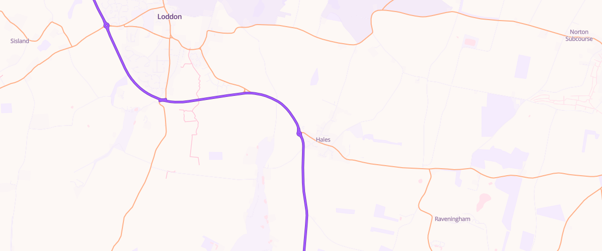 Map showing the location of Shell Hales Service Station