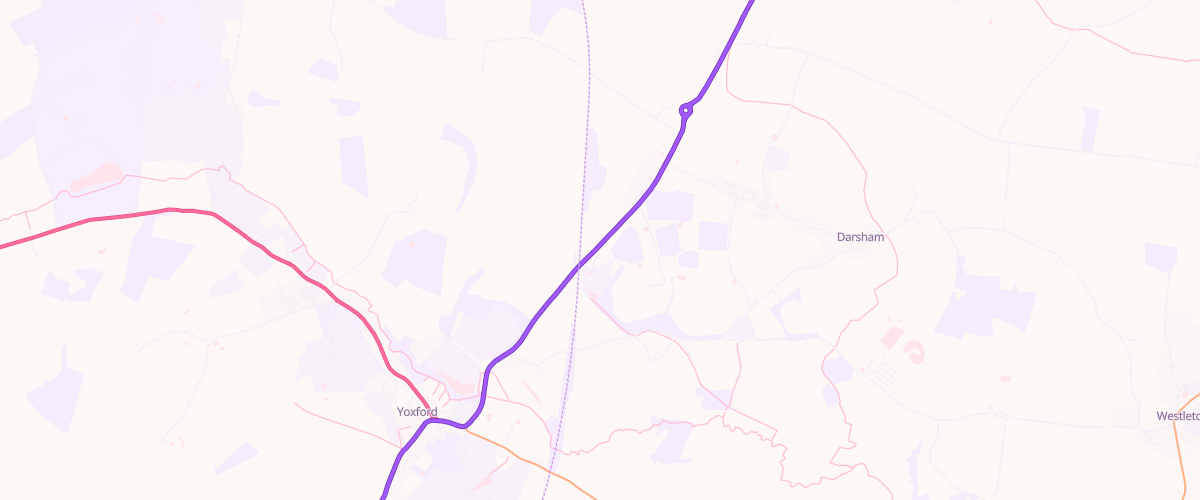 Map showing the location of Darsham Service Station