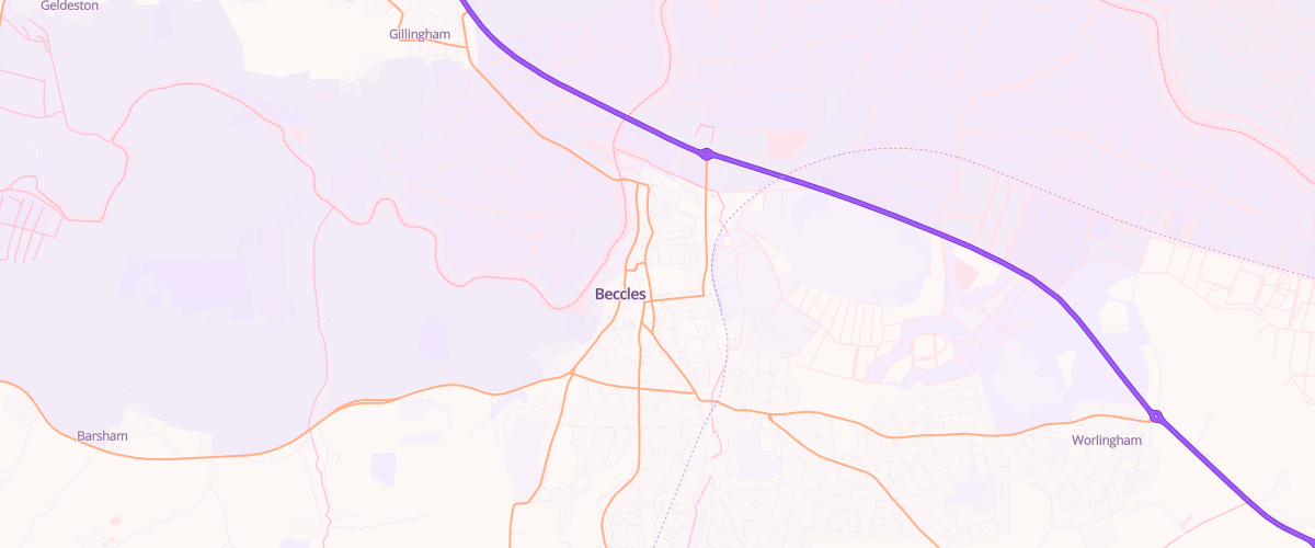 Map showing the location of Beccles Superstore Petrol Filling