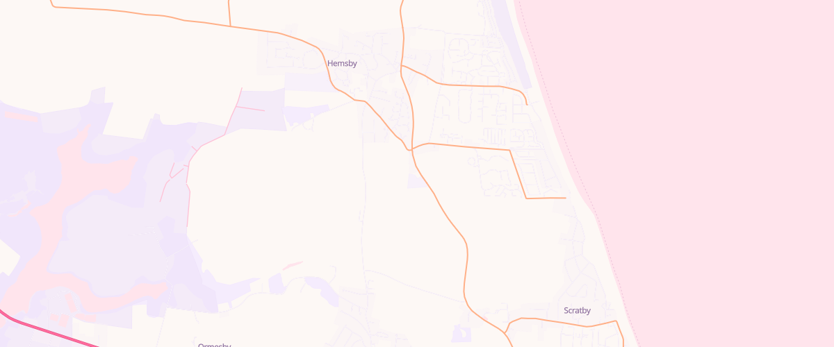 Map showing the location of Nts Hemsby Service Station