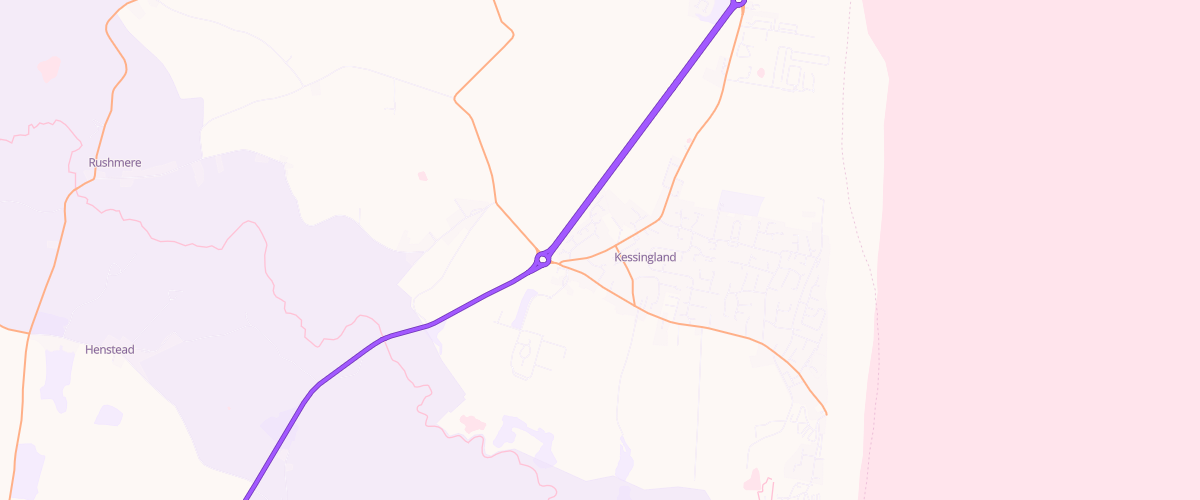 Map showing the location of Kessingland Petrol Station