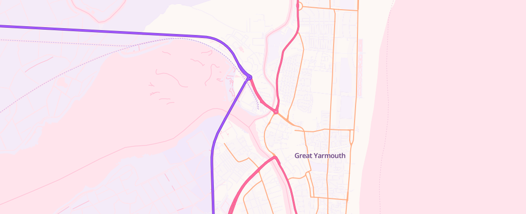 Map showing New Bridge Garage, Great Yarmouth