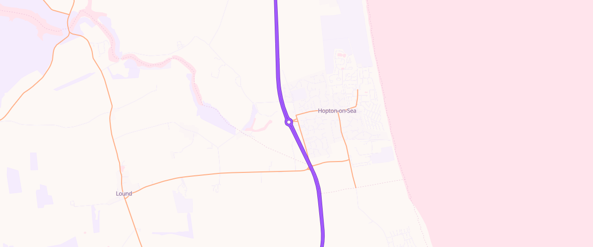 Map showing the location of Asda Hopton-On-Sea Express Petrol