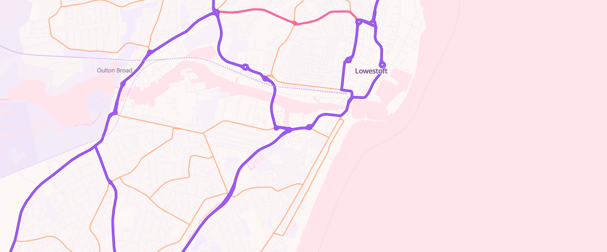 Map showing the location of Asda Lowestoft Superstore