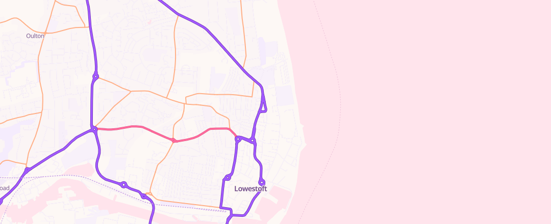 Map showing Smart Mot Garage, Lowestoft